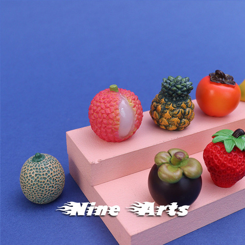 Miniature simulated fruit micro-landscape ornaments watermelon strawberry peach mango lemon lychee cantaloupe model toy