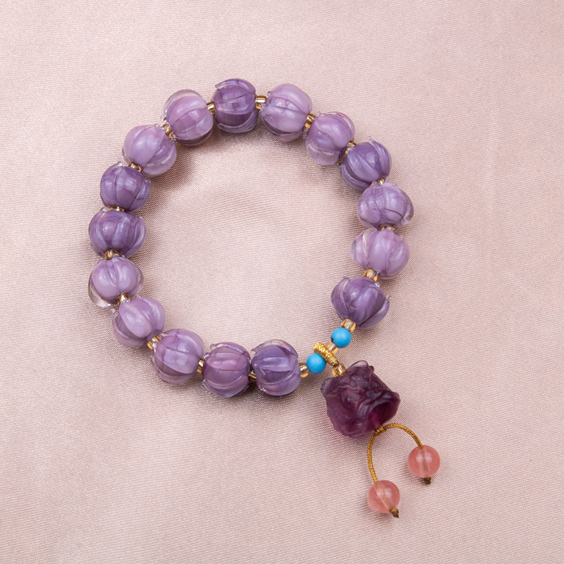 El año del dragón nueve templos de fuego púrpura con la misma pulsera de loto púrpura crepúsculo despierta león brazalete jugar joyerías al por mayor león campana