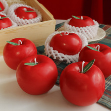 跨境红苹果香薰蜡烛仿真水果道具橱窗摆件手工香氛伴手礼苹果蜡烛