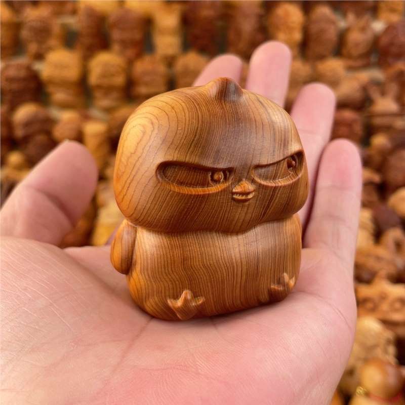 天然シダーウッド彫刻高油古材巣かわいい干支鶏かわいい鶏ホームデコレーションオーナメント|undefined