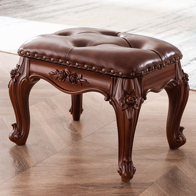 American-Style Coffee Table Stool, European-Style Small Stool, Home Living Room Leather Stool, Sofa Stool, Square Stool, Retro Shoe-Changing Stool, Low Stool, Internet Celebrity