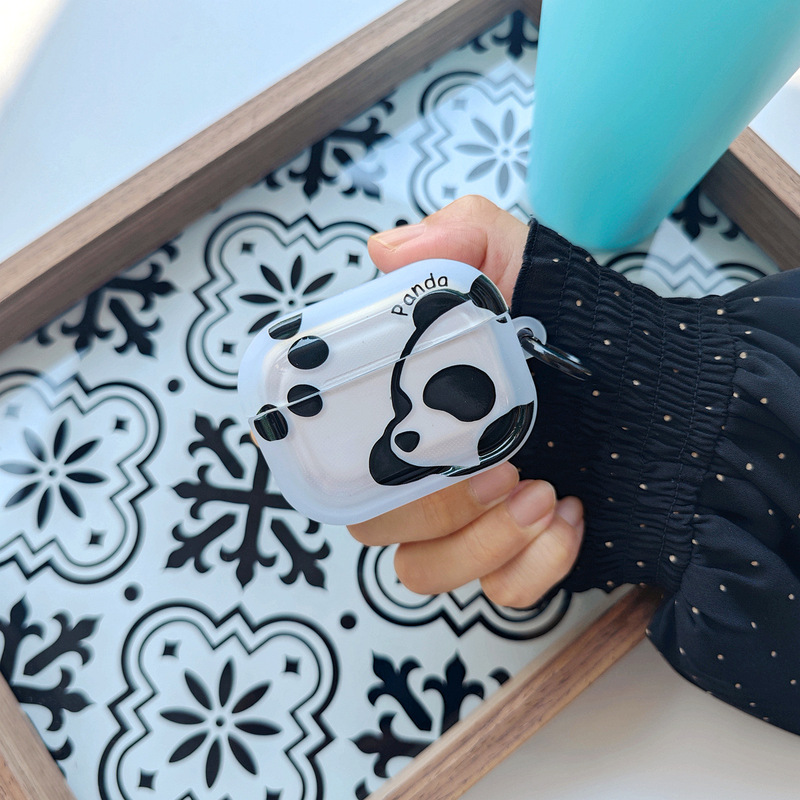 Simple Ins Line Panda Suitable for AirPodsPro/2/3 Protective Case 4 Generation Apple Wireless Bluetooth Earphone Case