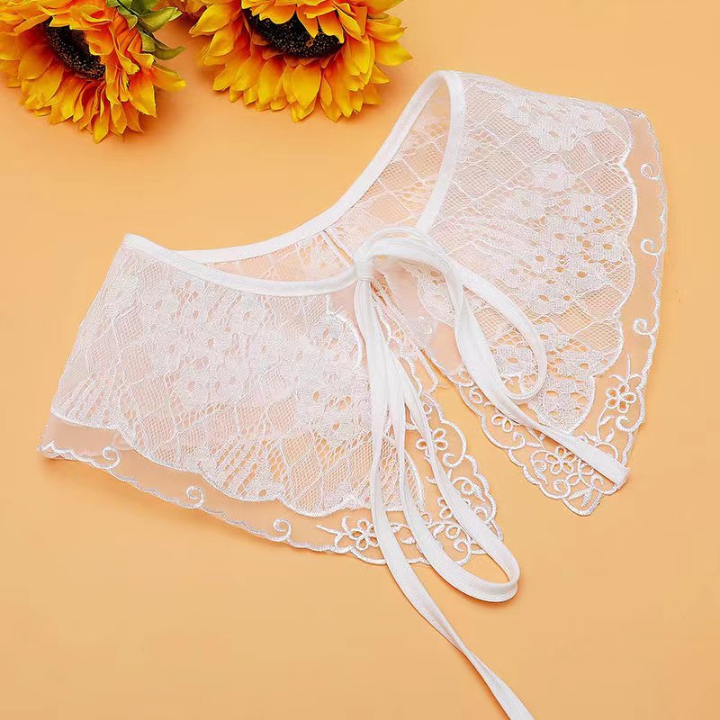 Nueva organza de doble capa de cuello hueco bordado chal transfronterizo Comercio electrónico suministro de fábrica de dos lotes directo en blanco y negro