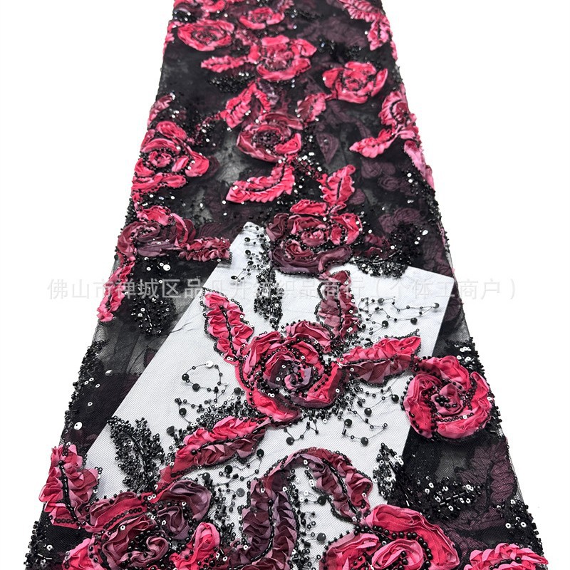 Moda francesa retrógrada de ancho lleno con tela de encaje bridal sequins lace fabric