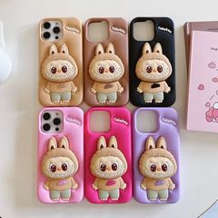 漫画かわいいラブブシリコン電話ケース iphone16 アップルシリーズスタンド電話ケースソフトケース