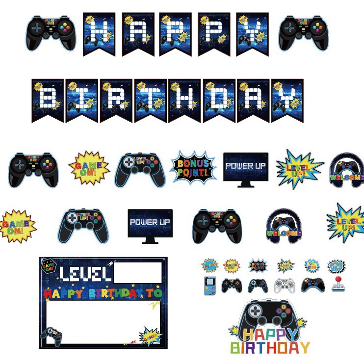 GTZ-segunda bandera de tirón de caramelo 1 Decoración de cumpleaños Bandera de tirón 1 elemento de piruleta 1 Bandera de piruleta 1 huevo grande