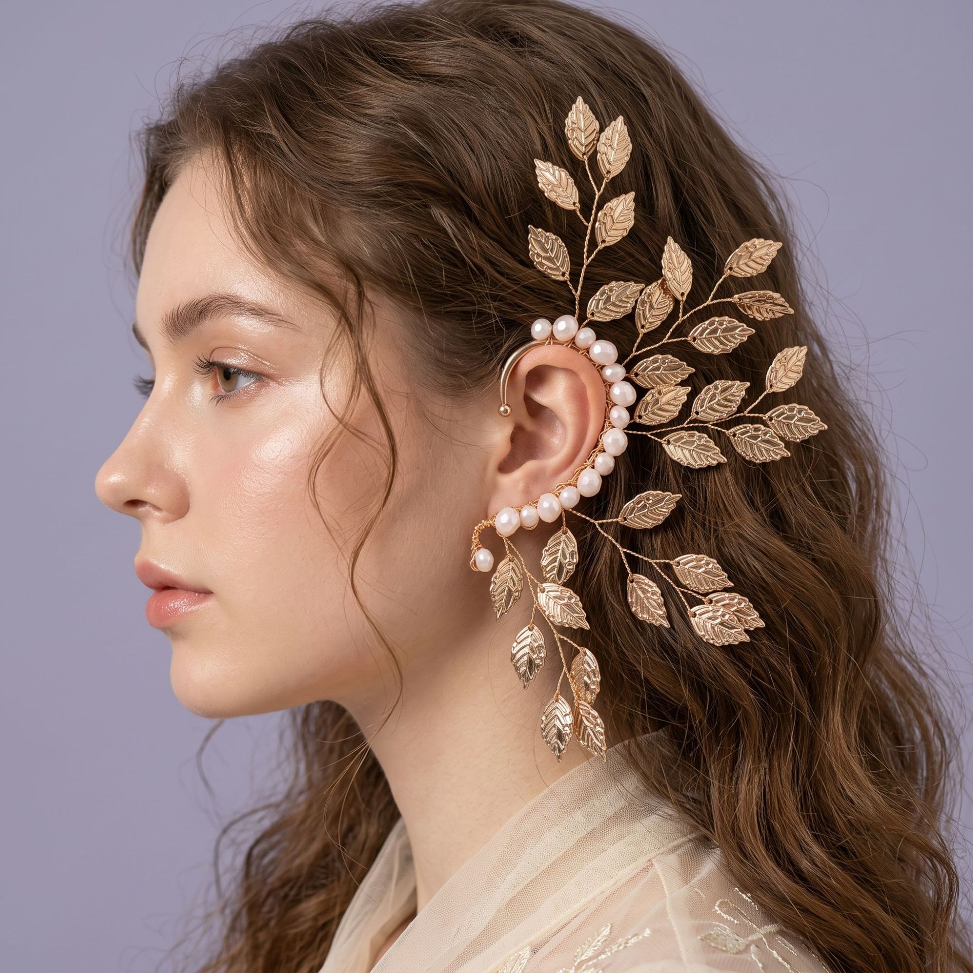 Amazon's Best-Selling Light Luxury Forest-Style Ear Cuffs Without Ear Holes, Niche Fairy-Shaped Earrings, Stage Photo Accessories Wholesale
