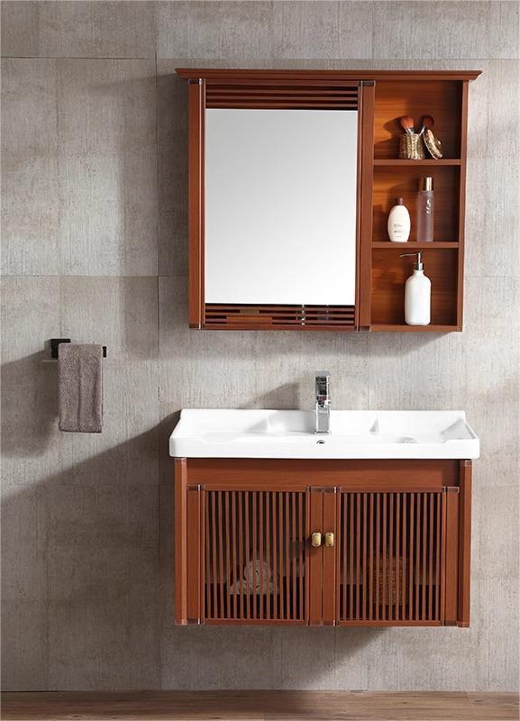 Nuevo gabinete de baño de estilo chino combinación espacio lavabo de aluminio gabinete lavabo de Baño Luz piso de lujo pequeño apartamento