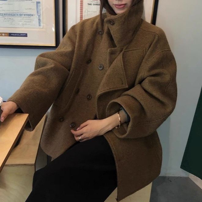 Kim Min-Ki Lemair* Style Lapel 60% Wool Coat Short Old Money Style
