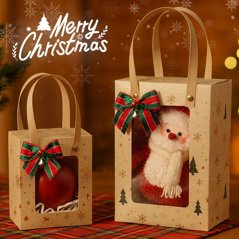 新款创意手提圣诞节苹果盒平安夜平安果礼盒手提礼盒儿童糖果礼盒