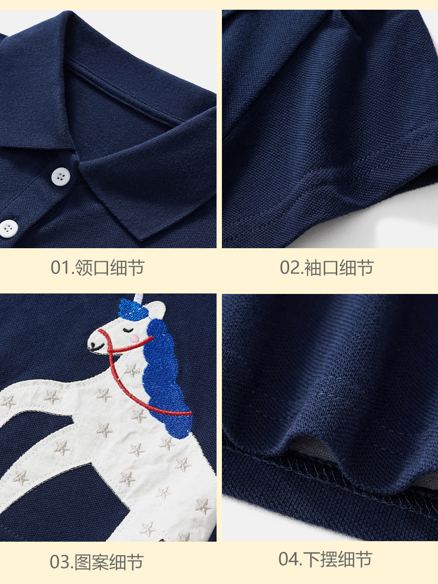 2025 verano nuevo Unicornio de dibujos animados para niños de manga corta polo camiseta de moda ropa de tendencia para niñas