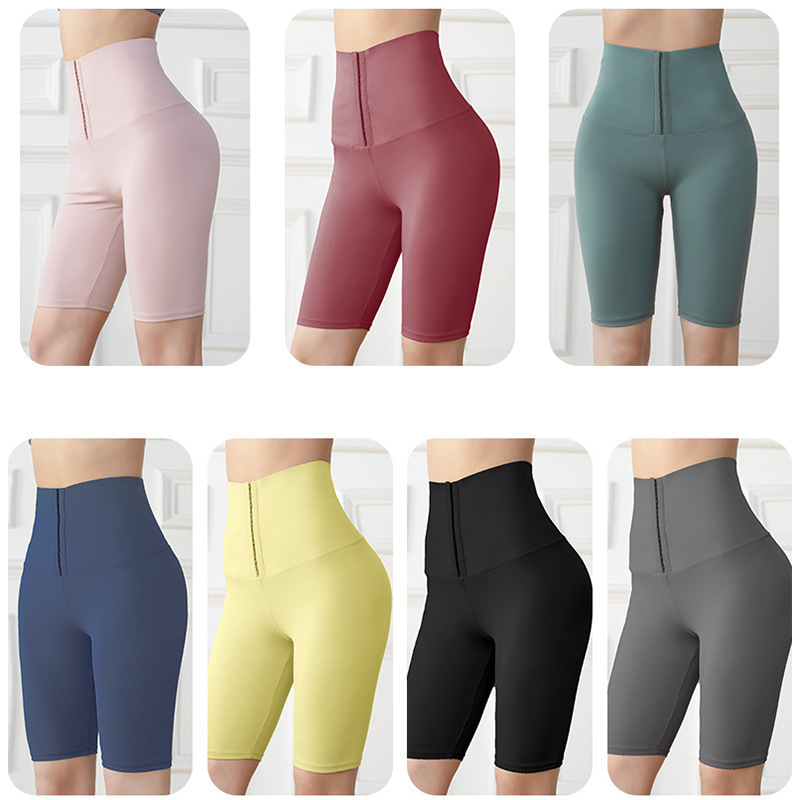Amazon Barbie Pants Women's High Waist Tight Sports Fitness Pants European and American Cross-border Breasted Belly Tight Yoga Shorts