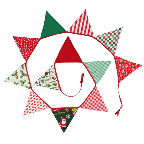 Christmas fabric pennant Santa Claus elk gingerbread Christmas tree decoration hanging flag party camping string flag