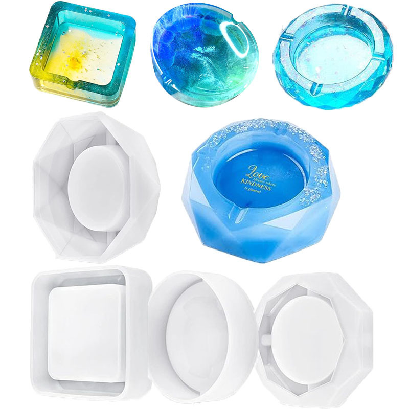 diy水晶滴胶大切面菱面正方烟灰缸硅胶模具家具饰品摆件厂家批发