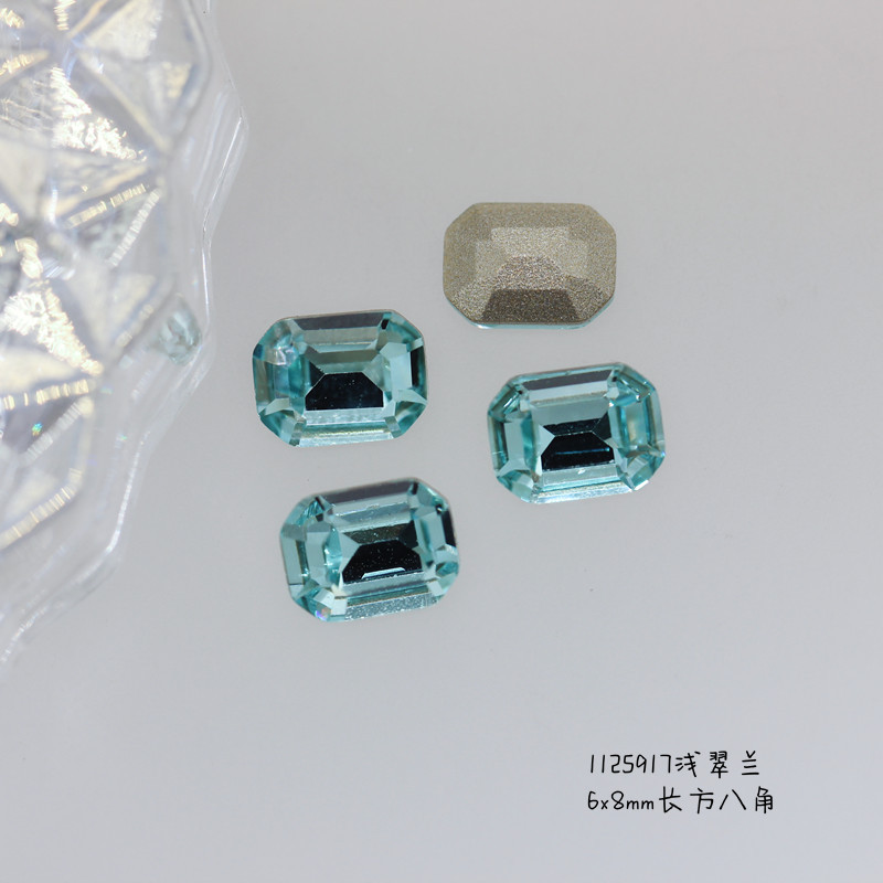 1125917 직사각형 팔각형 6x8mm 얕은 녹색 난초
