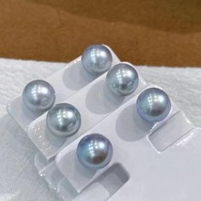 18K黄金akoya真多麻珍珠耳钉天然海水强光珠水贝批发Au750金耳饰