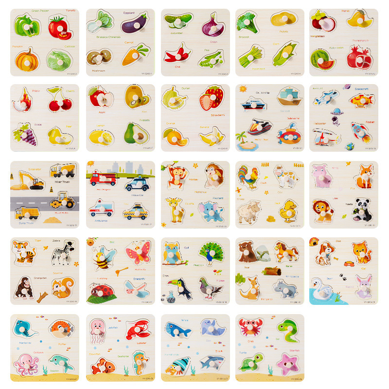 Bebé rompecabezas juego panel Montessori educación temprana mano tablero rompecabezas animal tráfico construcción bloques Niño 1-2 años viejo juguete