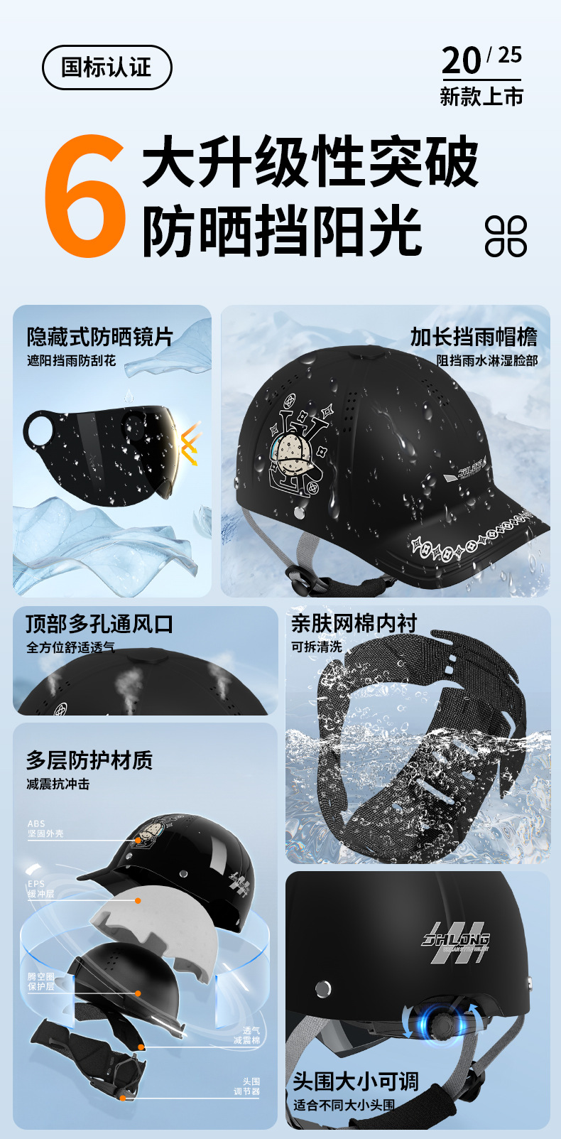 New National Standard 3C Electric Motorcycle Baseball Cap Helmet for Men, Summer Sun Protection Breathable Safety Helmet for Women, 2026 New Model
