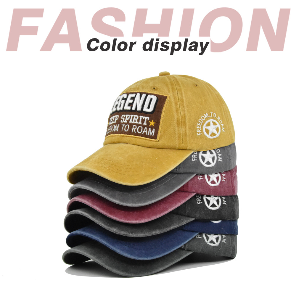 3D Sting LEGEND Baseball Geborduurde Duck Tongue Gewassen Oude Zonneklep Gebogen Dakrand Hoed_voghion.com