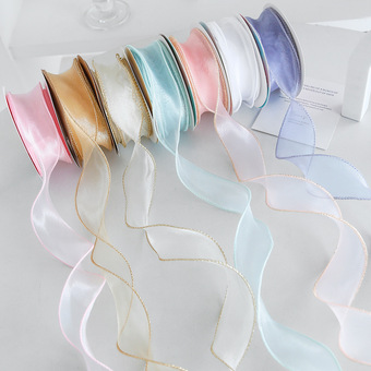 厂家批发4厘米幻彩鱼尾纱 鲜花包装装饰彩带花店花艺资材珠光纱