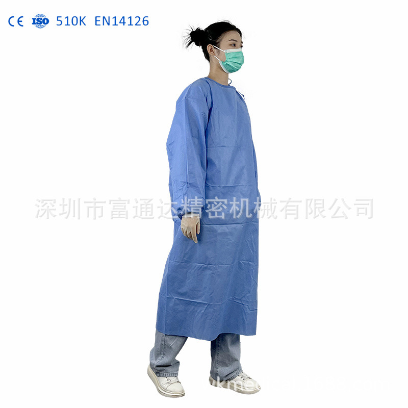 FDA 无纺布针织袖口手术衣  一次性SMS防护隔离衣 CE en14126