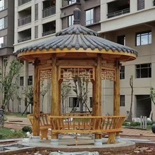 斗笠凉亭 凉亭户外庭院别墅实木长廊花园院子室外防腐木古建亭子
