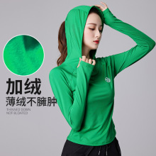 加薄绒帽衫新款广场舞服装长袖上衣现代舞水兵舞健身修身运动休闲