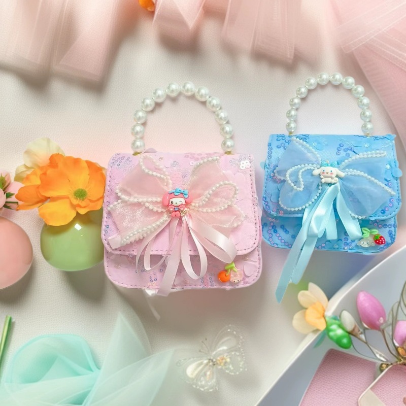 Bolso de perlas para niños arco de mariposa Melody Tiku bolso de cadena de Año Nuevo para niñas accesorios de billetera de Año Nuevo