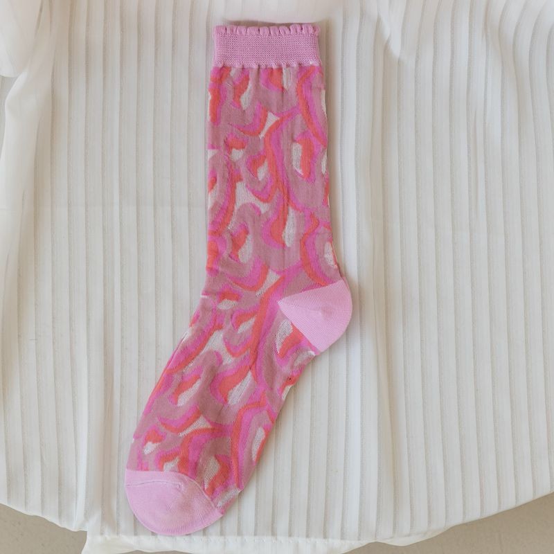 Calzini estivi sottili da donna 2025d 2025d, a metà polpaccio, alla moda, stile foresta floreale, in seta di vetro traspirante, calzini JK_voghion.com