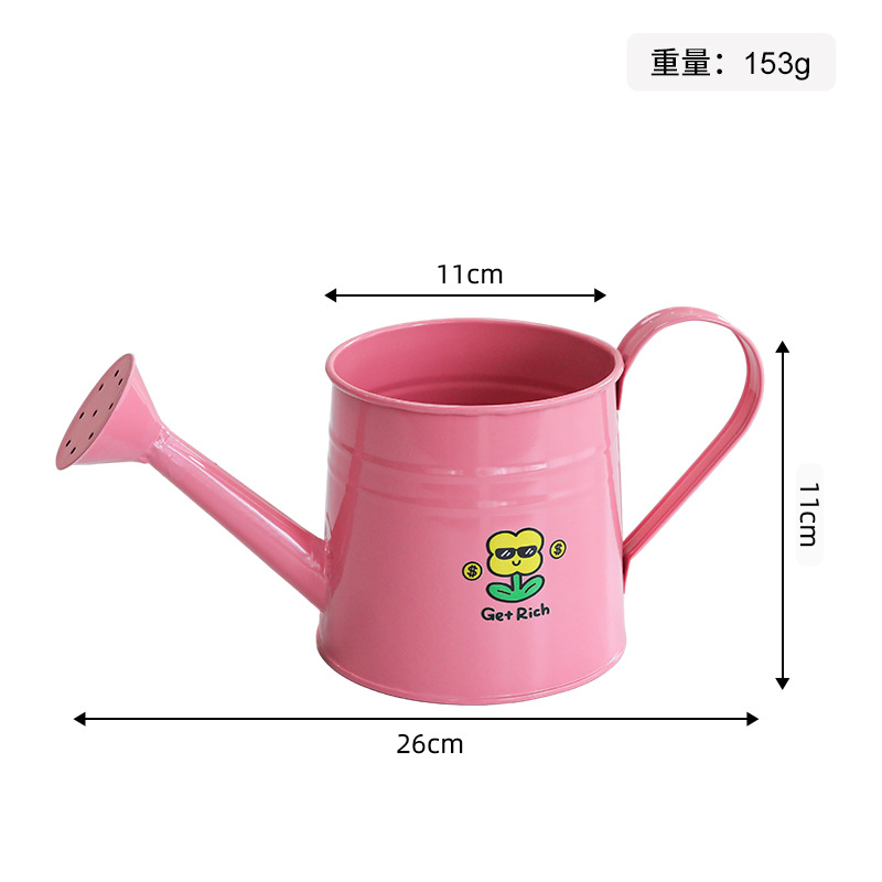 Large iron watering bottle-pink (yellow flower sticker)