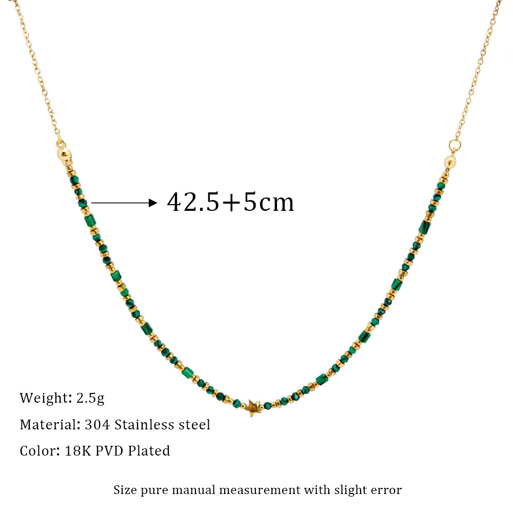 Holiday, Daily Occasion Retro Geometric 304 Stainless Steel Malachite Necklace In Bulk