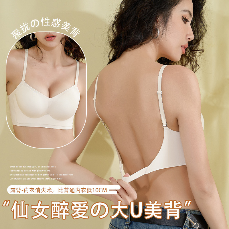 순수한 욕망 슬링 아름다운 등 속옷 작은 가슴 모임 빅 U 백리스 빅 가슴 작은 고정 컵 걸스 브라 세트