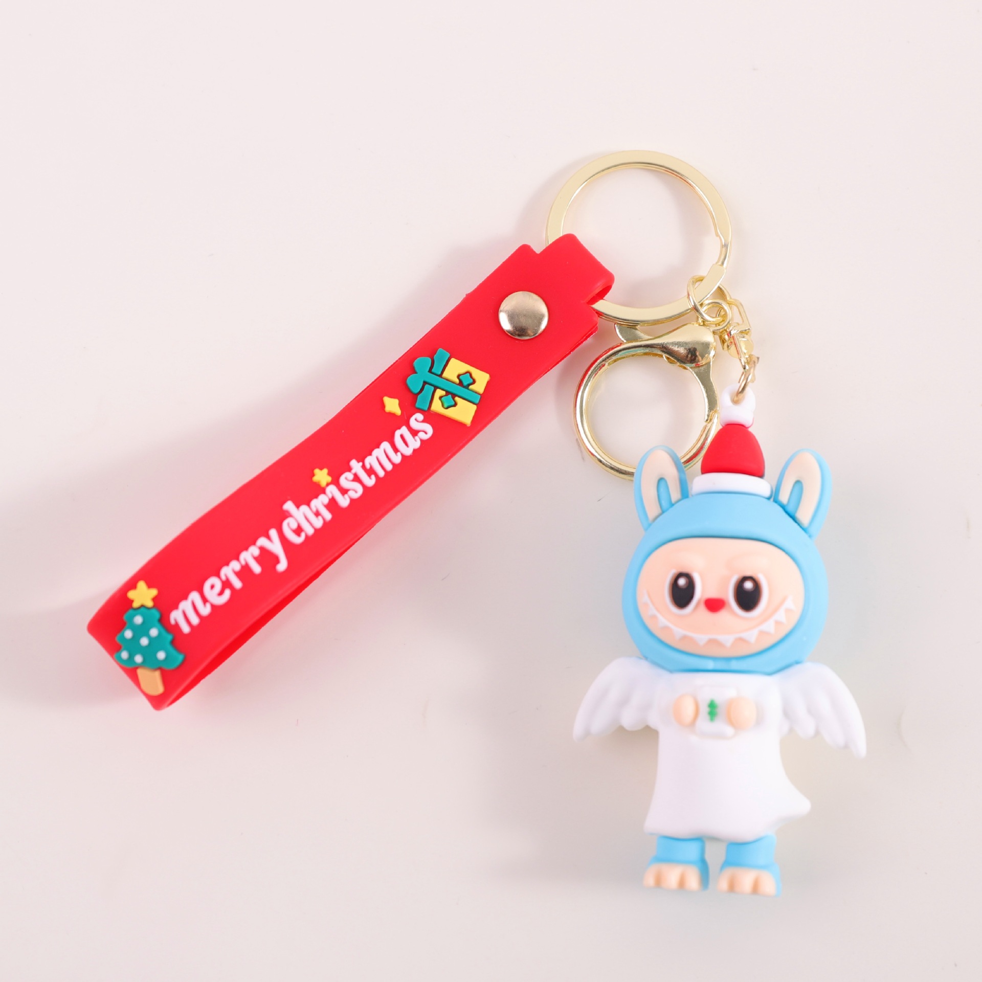 Navidad labubu colgante llavero muñeca dibujos animados pegamento suave labubu bolso pequeño colgante al por mayor