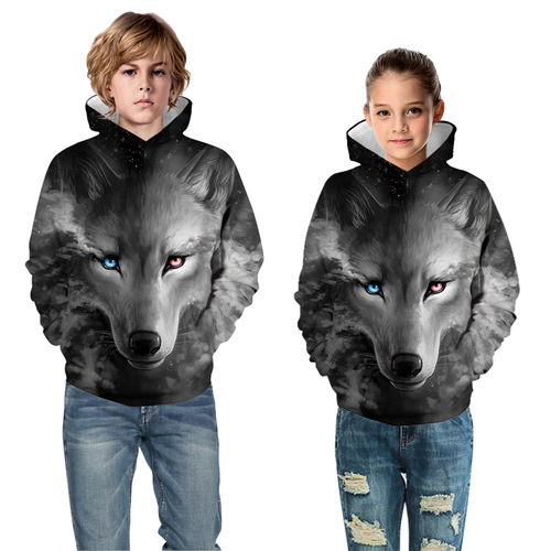 Cross-border 3D pattern digital printing children's clothing spring and autumn hooded fashion sweatshirt loose pullover hoodie wholesale