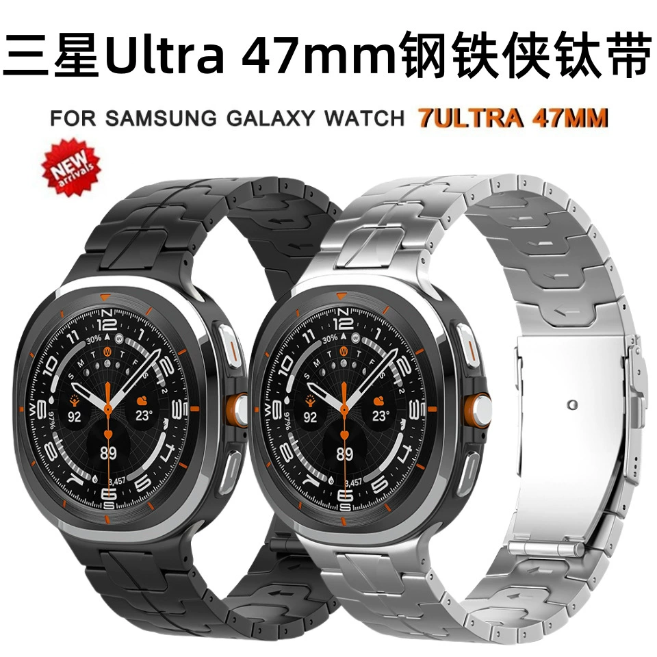 Для Samsung Galaxy Watch7 Ultra 47mm Часы ремешок Iron Man Report Титановый ремень