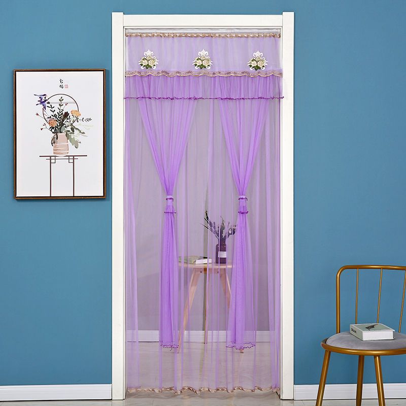 Cortina roja de boda de moda belleza hilo de encaje cortina de puerta dormitorio sala de estar simple cortina de partición a prueba de mosquitos
