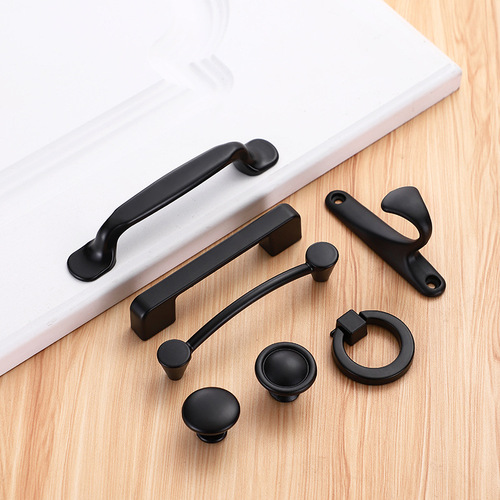 Black American thumbnail simple wardrobe window hardware accessories furniture handle drawer cabinet aluminum alloy handle