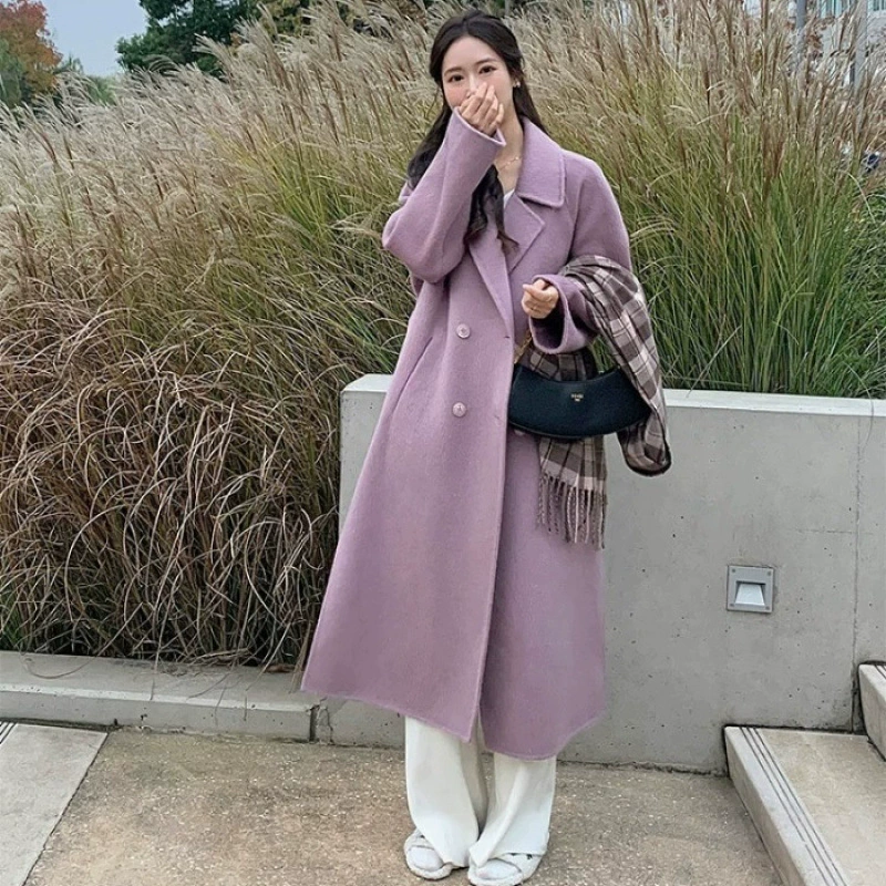 Double-Sided Cashmere Wool Coat, Mid-Length, Extra Thick