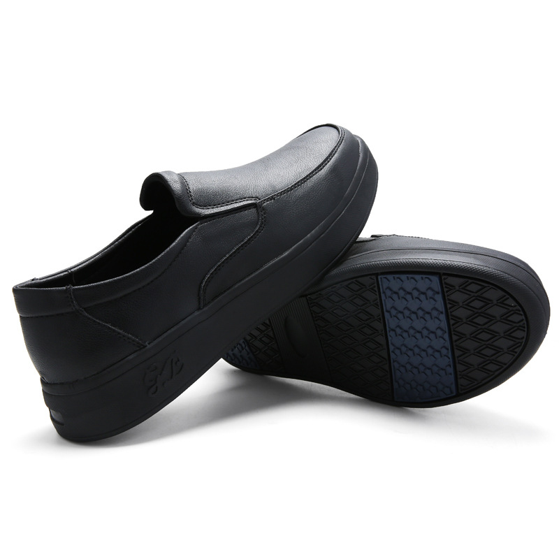 Zapatos de enfermera desodorante plano de los hombres slip-on punta redonda trabajo médico zapatos de fondo suave transpirable casual cuero blanco zapatos mediados de talón