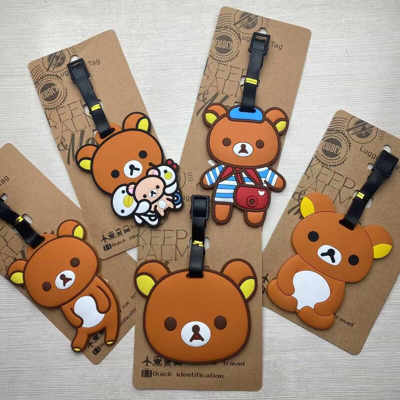 Factory direct exquisite creative cartoon easy bear aircraft PVC drop soft rubber luggage tag tag luggage pendant
