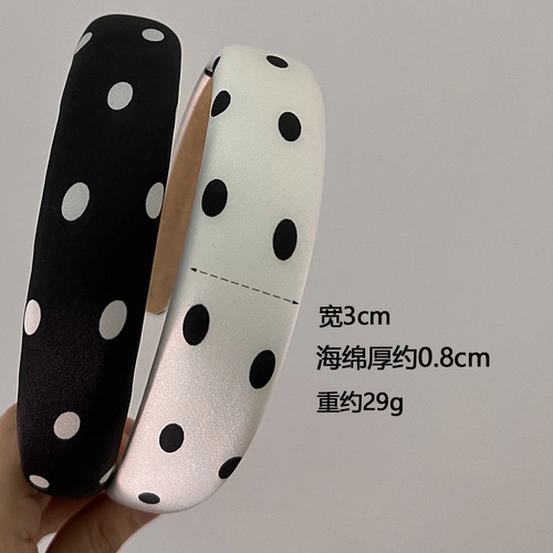 French-style sponge headband retro polka dot high-top outdoor head hoop hair clip internet-famous versatile elegant headwear