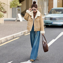 2025冬季新款女装皮毛一体高级感单排扣时尚保暖休闲外套 Z5671