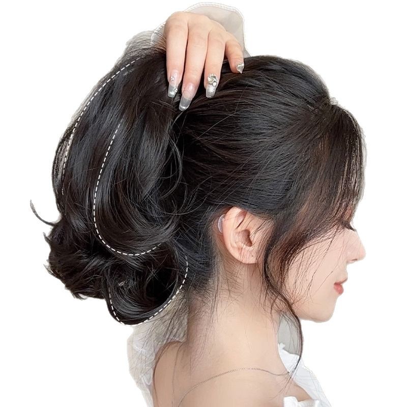 Cauda de caballo pelucón femenina simulación pelucón de cabello humano clip de agarre baja cola de caballo ligera sin caída sensación de atmósfera coreana sensación de cola de caballo falsa