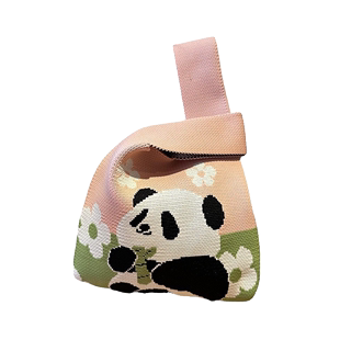Panda knitted bag Chengdu internet celebrity grandfather's birthday gift bag woven hand-carrying vest vest bag Kuanniao alley
