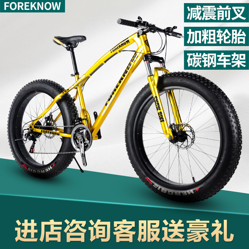 Mountain Bike Off-Road Snow Beach 4.0 Wide Tire Integrated Wheel Male and Female Student Adult Variable Speed Bike