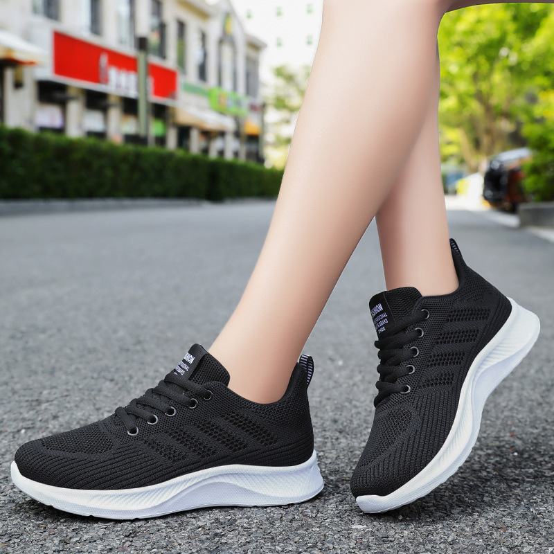 Zapatos para mujer, zapatos deportivos informales de suela blanda, zapatos individuales transpirables, zapatos de malla de punto volador, venta al por mayor, dropshipping, zapatos para correr para mujer