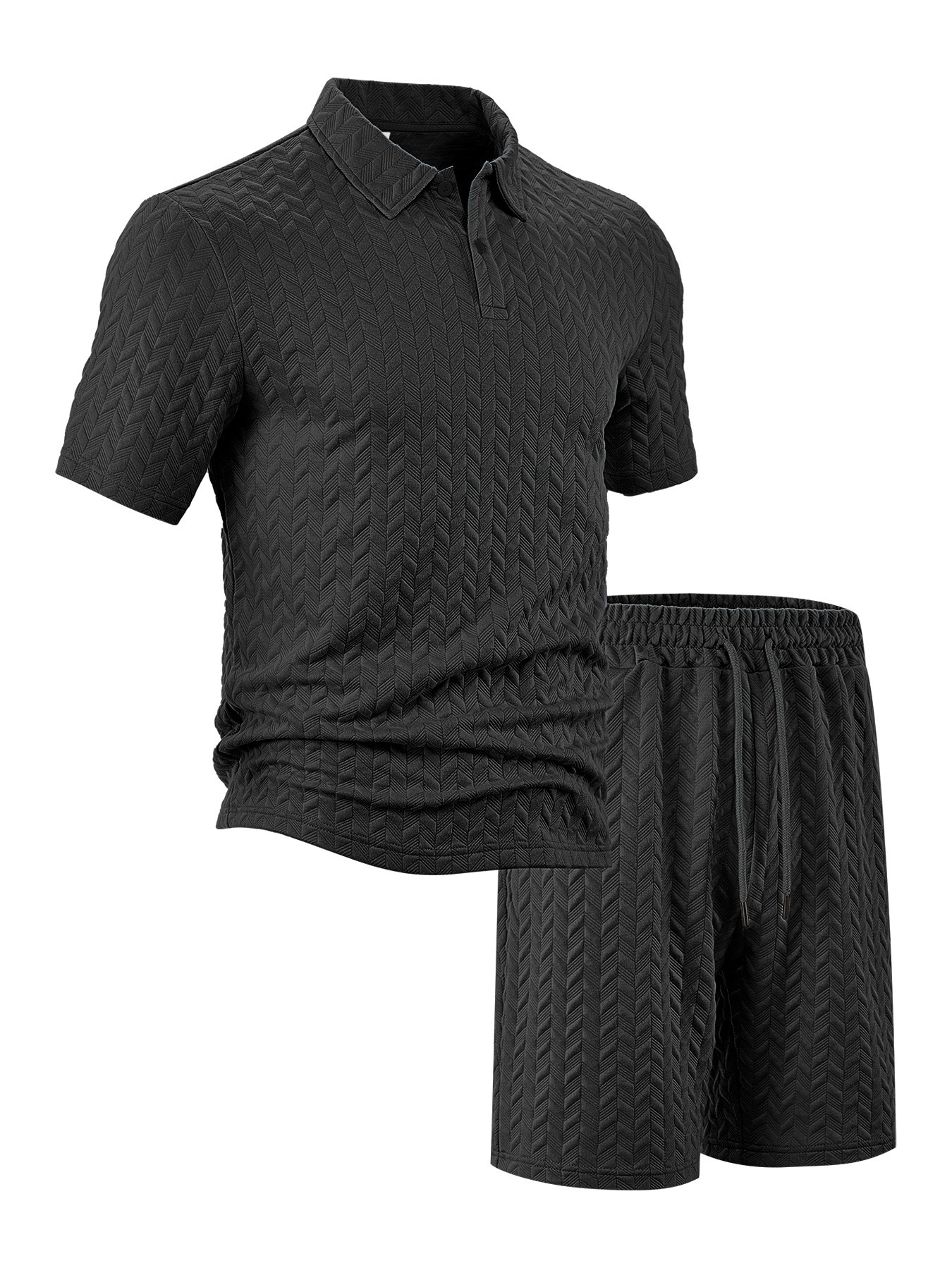 Conjunto de Camisa Polo de Jacquard para Hombre, Comercio Exterior Transfronterizo, Cuello Camisero Informal de Manga Corta para Verano, Suministro Directo de Fábrica en Existencia