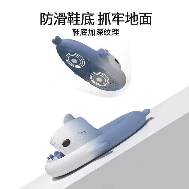Platform Shark Slippers (Shark), summer funny slide, 4 cm platform, gradient colors
