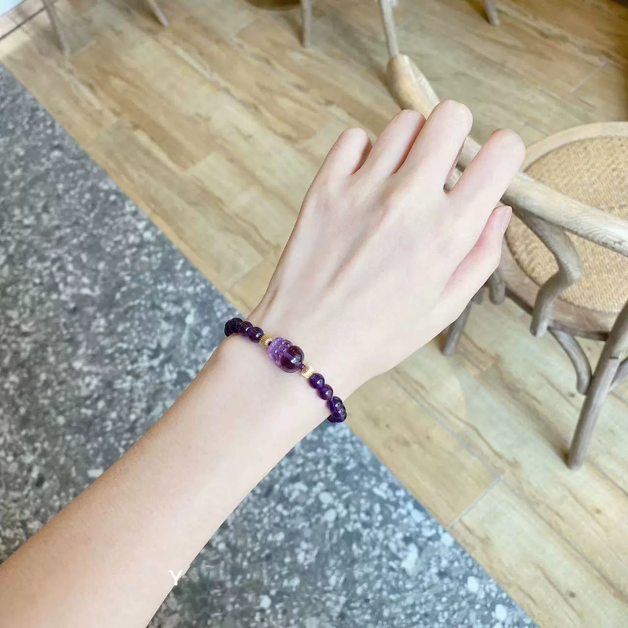 Органическое дизайнерское crystal bracelet with amethyst, Birthday gift