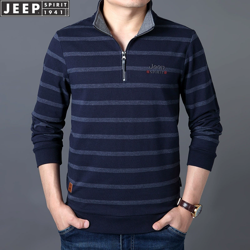 JEEP SPIRIT футболка в полоску с длинным рукавом пуловер с воротником-стойкой футболка с длинным рукавом мужской свитер с длинным рукавом 2103